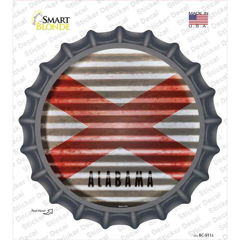 Alabama Flag Corrugated Novelty Bottle Cap Sticker Decal