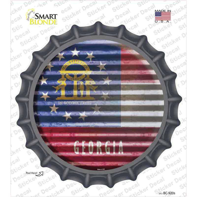 Georgia Flag Corrugated Novelty Bottle Cap Sticker Decal