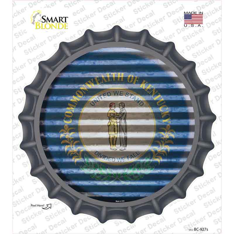 Kentucky Flag Corrugated Novelty Bottle Cap Sticker Decal