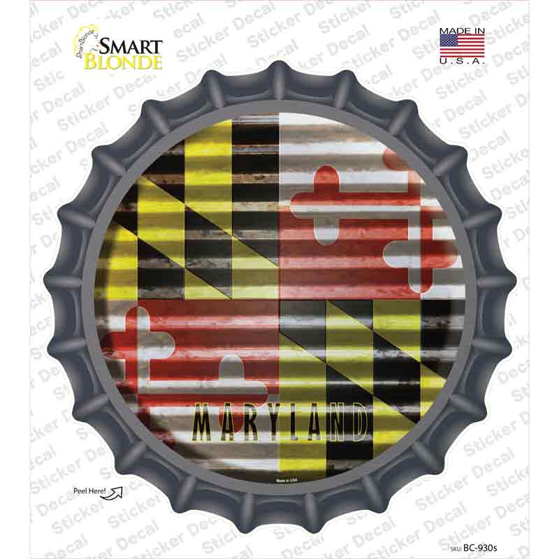 Maryland Flag Corrugated Novelty Bottle Cap Sticker Decal