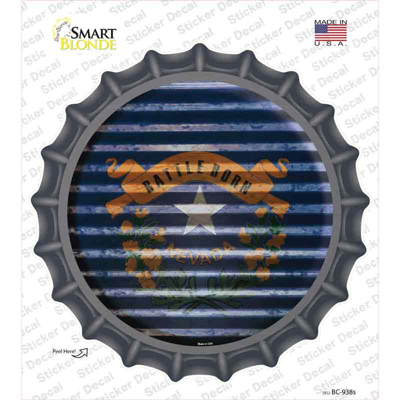 Nevada Flag Corrugated Novelty Bottle Cap Sticker Decal