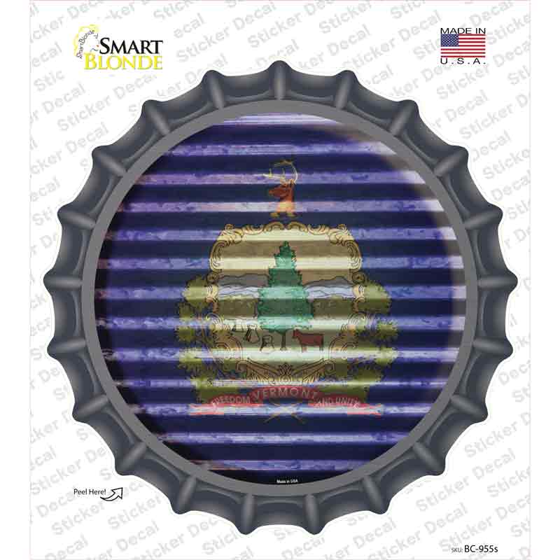 Vermont Flag Corrugated Novelty Bottle Cap Sticker Decal