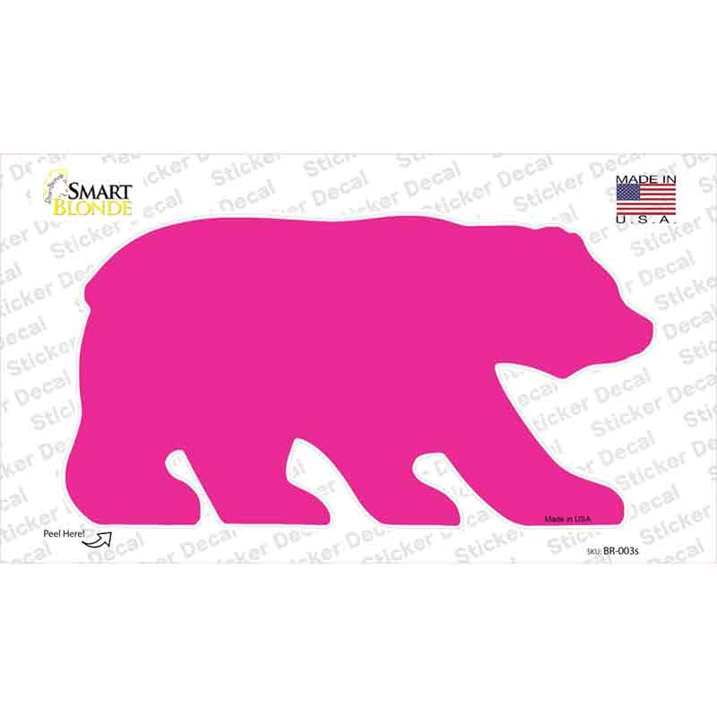 Pink Solid Novelty Bear Sticker Decal Small