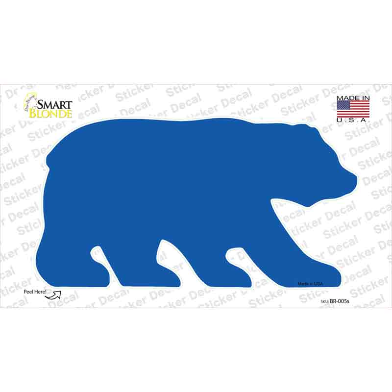 Blue Solid Novelty Bear Sticker Decal Small