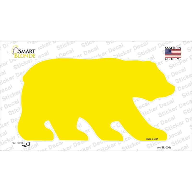 Yellow Solid Novelty Bear Sticker Decal Small