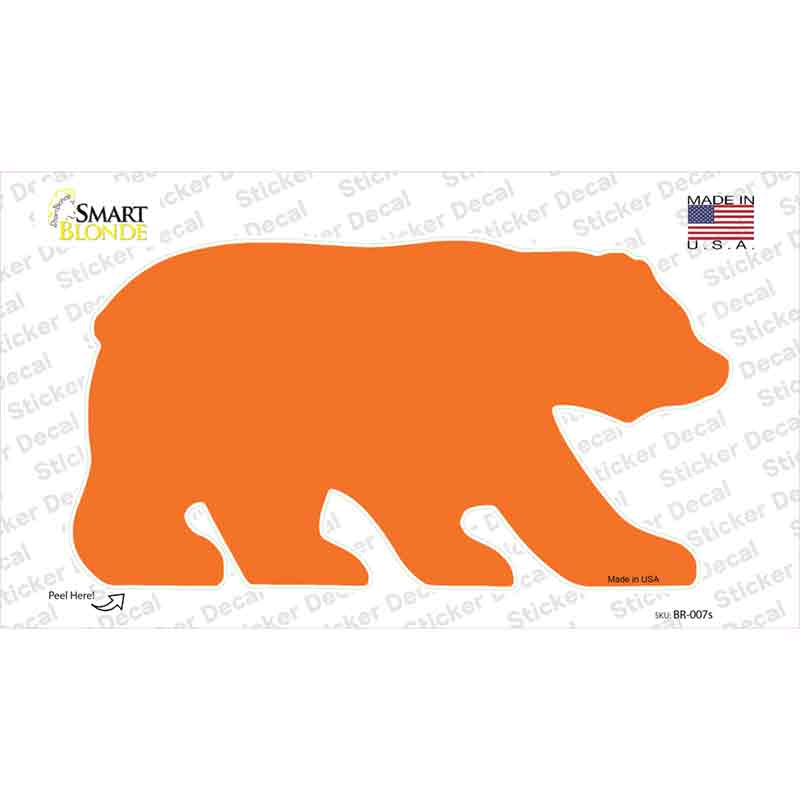 Orange Solid Novelty Bear Sticker Decal Small