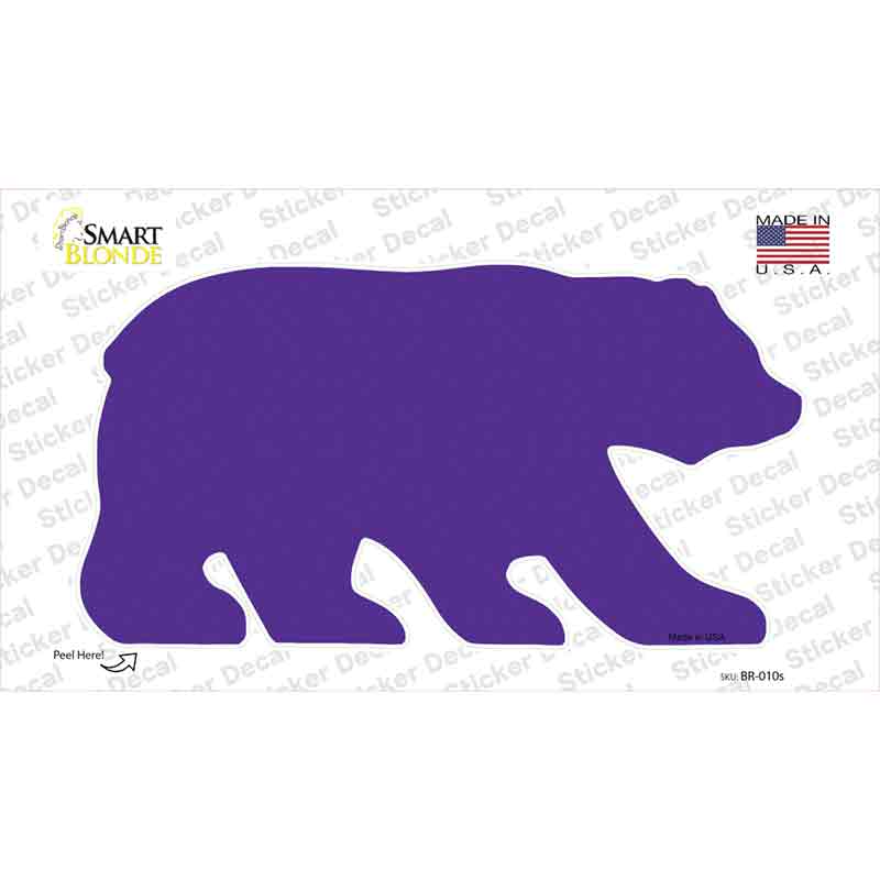 Purple Solid Novelty Bear Sticker Decal Small