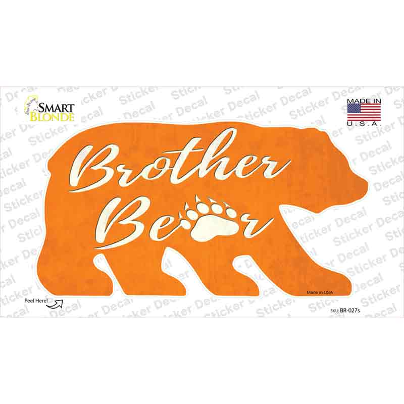Brother Paw Orange Novelty Bear Sticker Decal Small