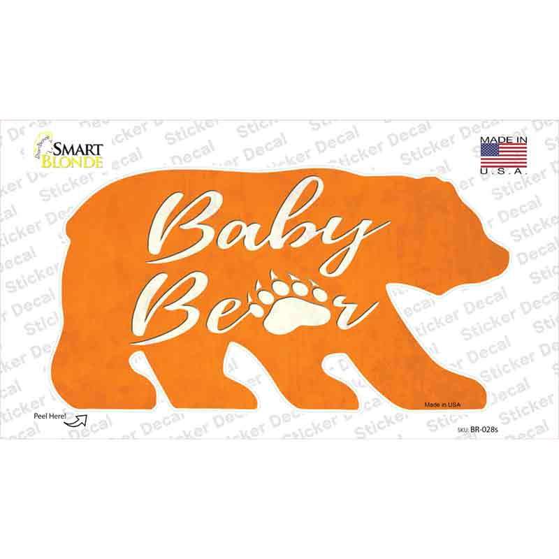 Baby Paw Orange Novelty Bear Sticker Decal Small