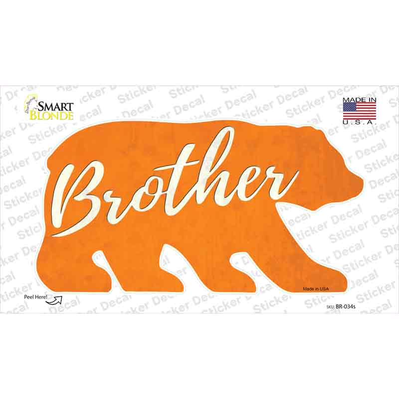 Brother Orange Novelty Bear Sticker Decal Small