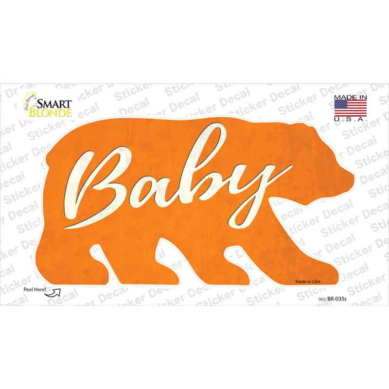 Baby Orange Novelty Bear Sticker Decal Small