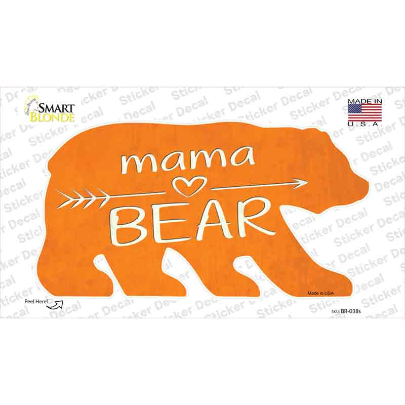 Mama Arrow Orange Novelty Bear Sticker Decal Small