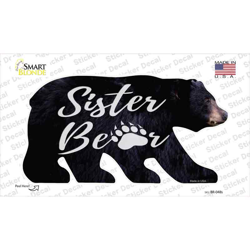 Sister Paw Novelty Bear Sticker Decal Small
