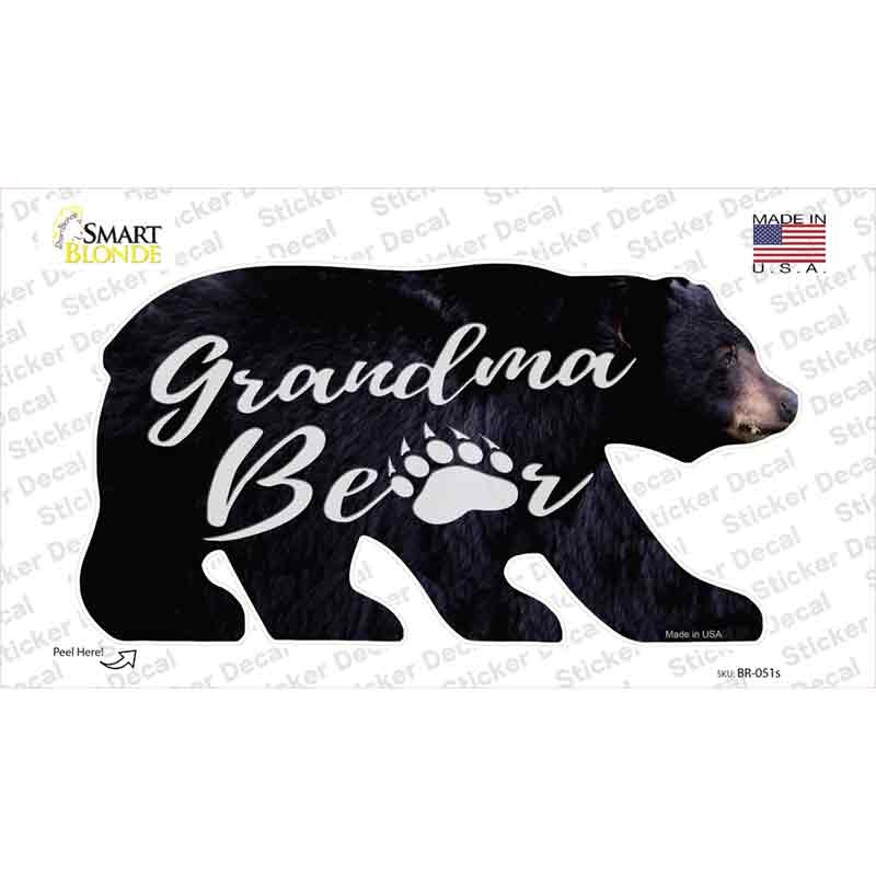 Grandma Paw Novelty Bear Sticker Decal Small