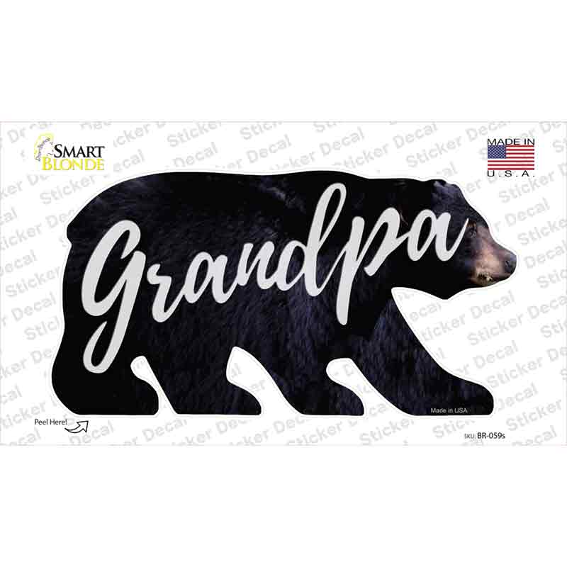 Grandpa Novelty Bear Sticker Decal Small