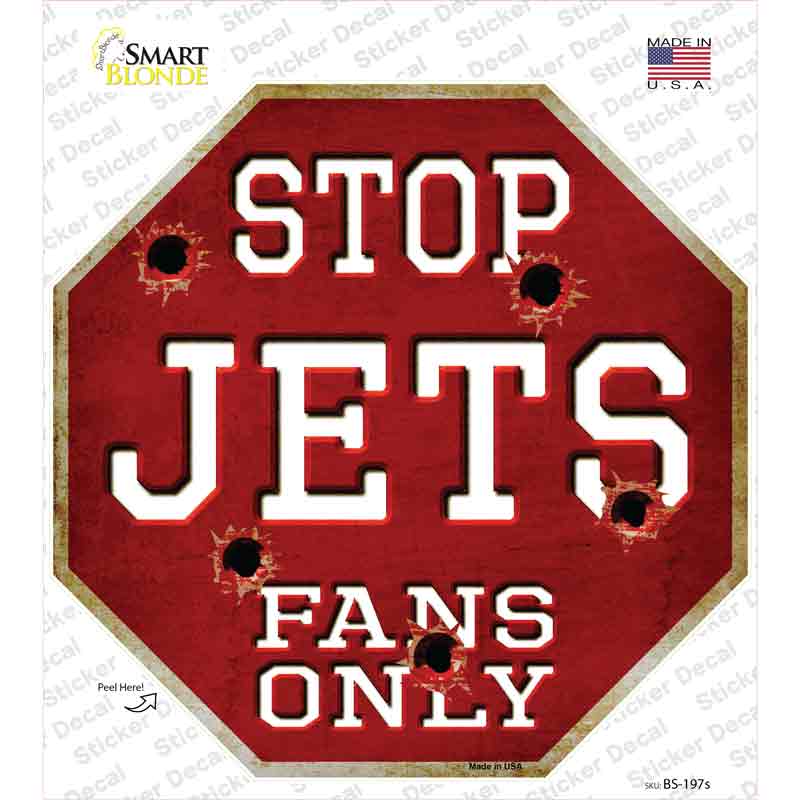 Jets Fans Only Novelty Octagon Sticker Decal Small