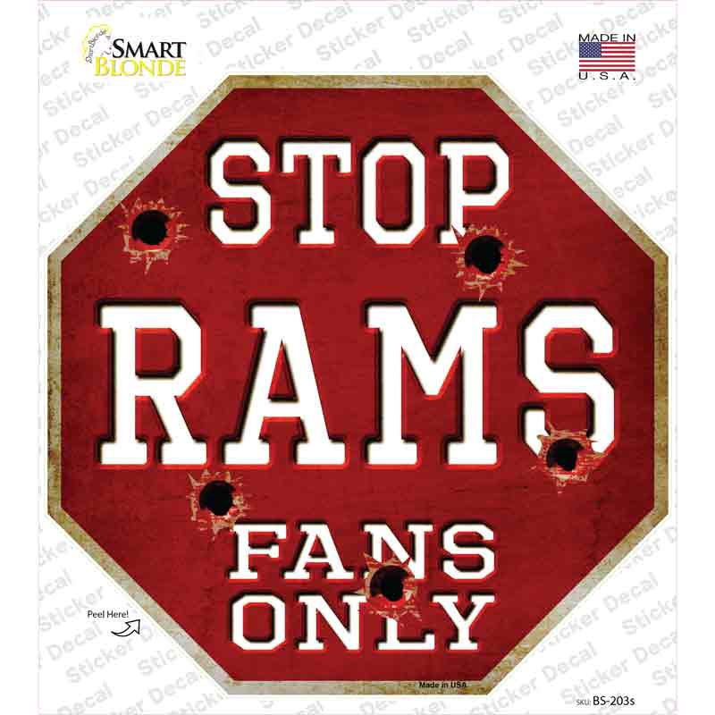 Rams Fans Only Novelty Octagon Sticker Decal Small