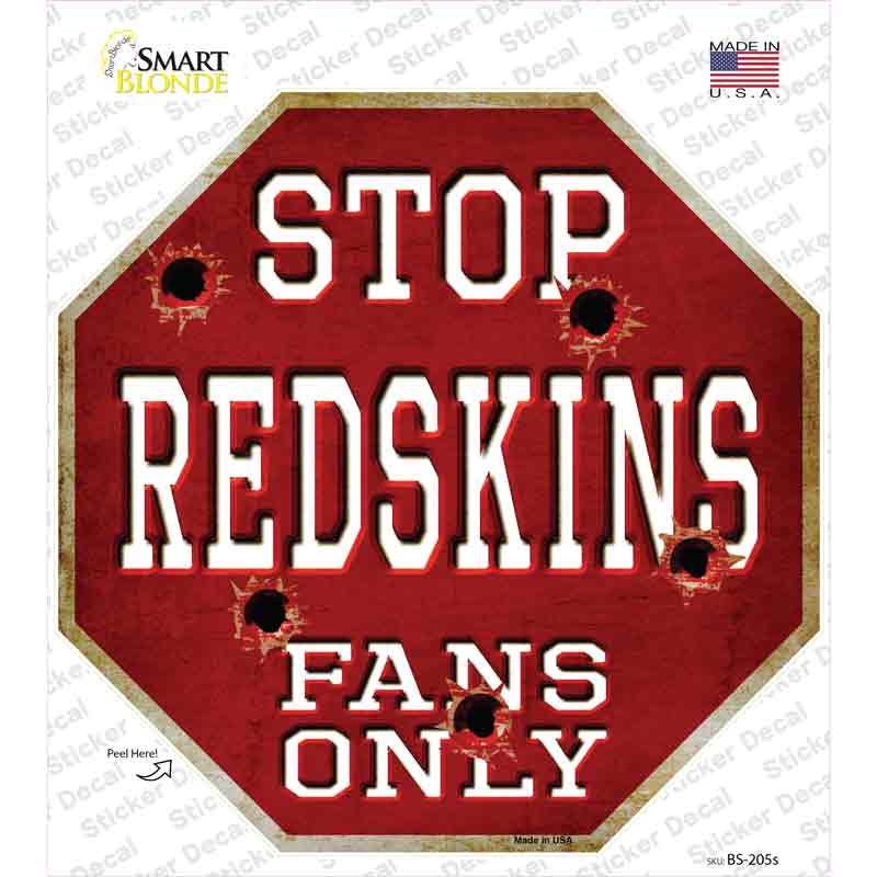 Redskins Fans Only Novelty Octagon Sticker Decal Small