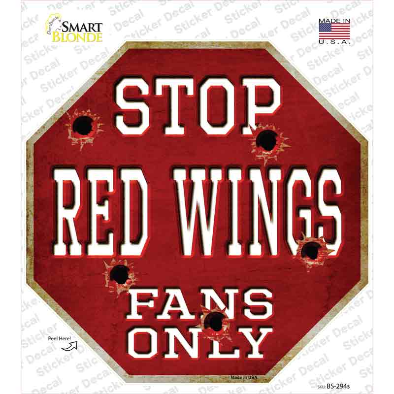 Red Wings Fans Only Novelty Octagon Sticker Decal Small