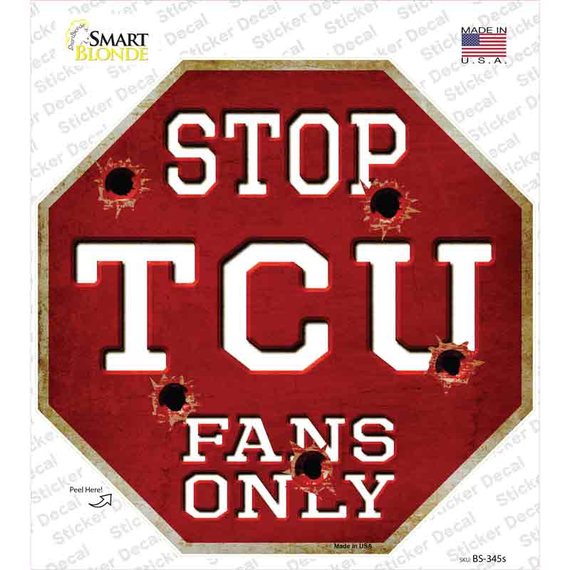TCU Fans Only Novelty Octagon Sticker Decal Small