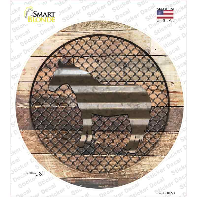 Horse on Wood Novelty Circle Sticker Decal