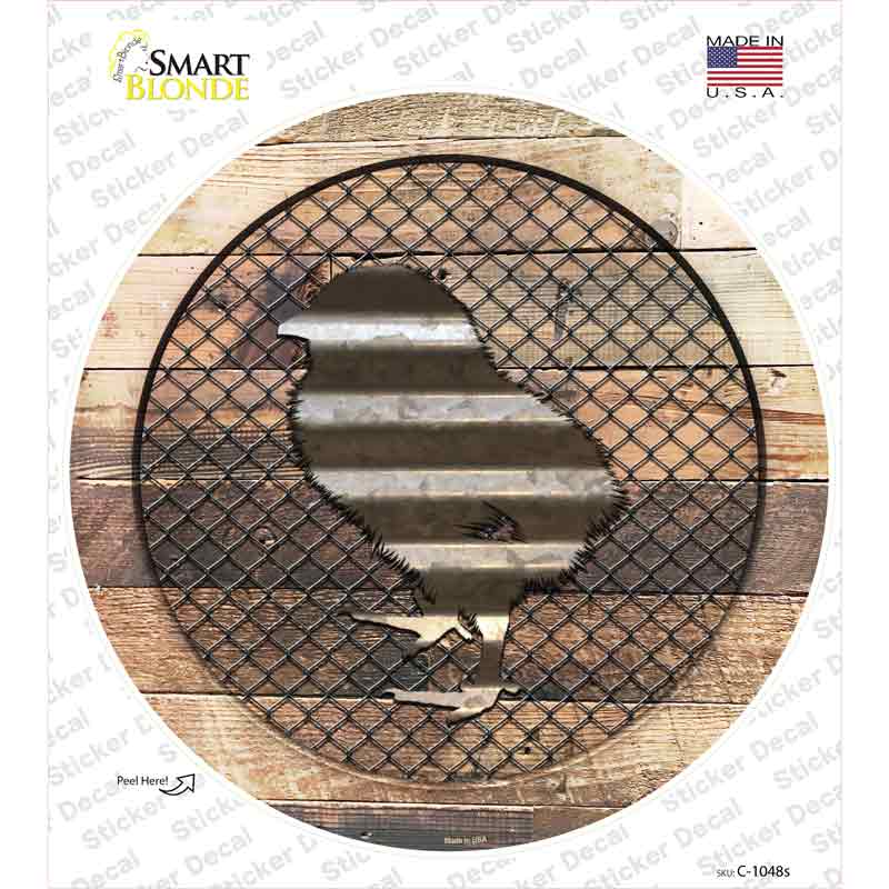Chick on Wood Novelty Circle Sticker Decal