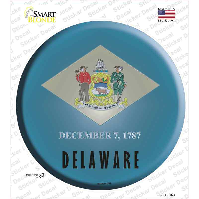 Delaware State Flag Novelty Circle Sticker Decal