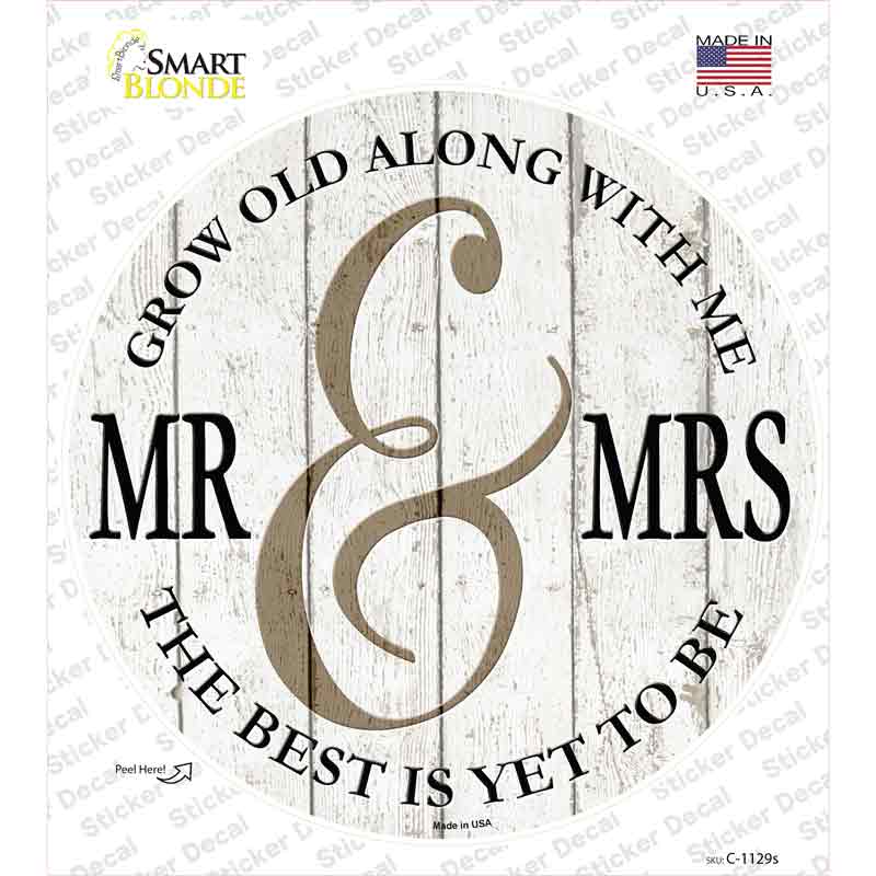 Mr and Mrs White Novelty Circle Sticker Decal