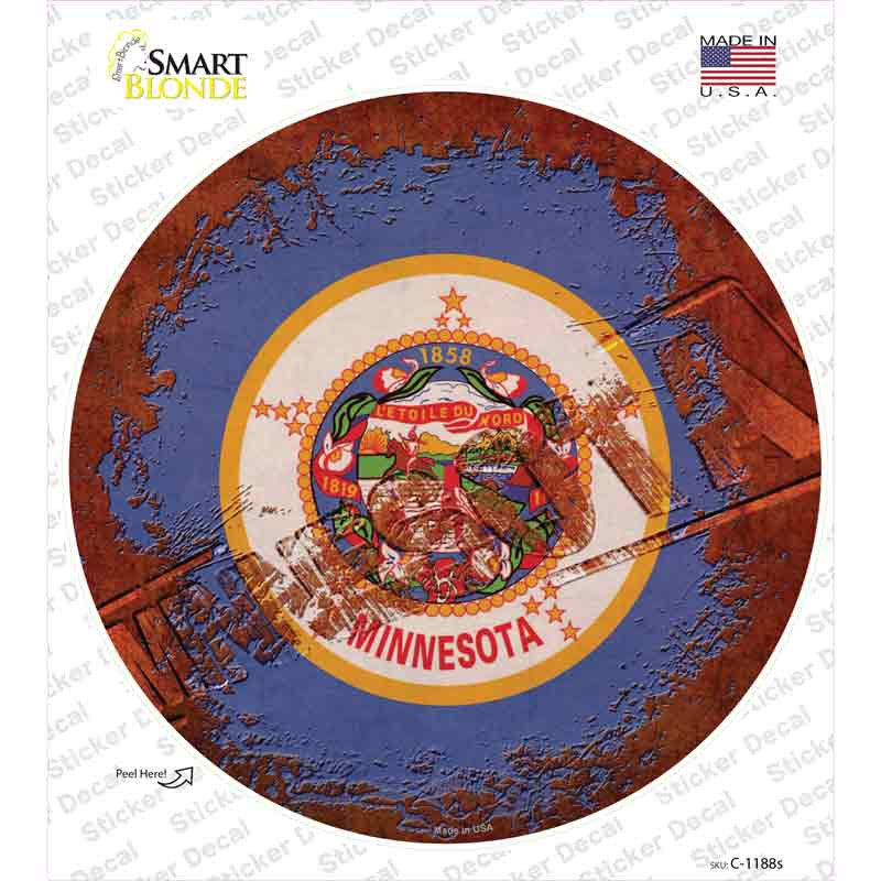 Minnesota Rusty Stamped Novelty Circle Sticker Decal