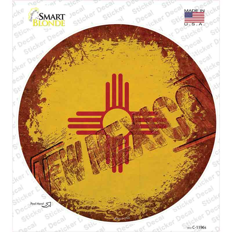 New Mexico Rusty Stamped Novelty Circle Sticker Decal