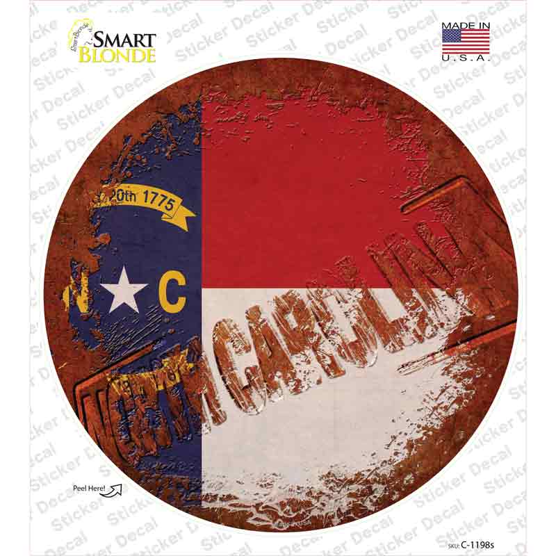 North Carolina Rusty Stamped Novelty Circle Sticker Decal