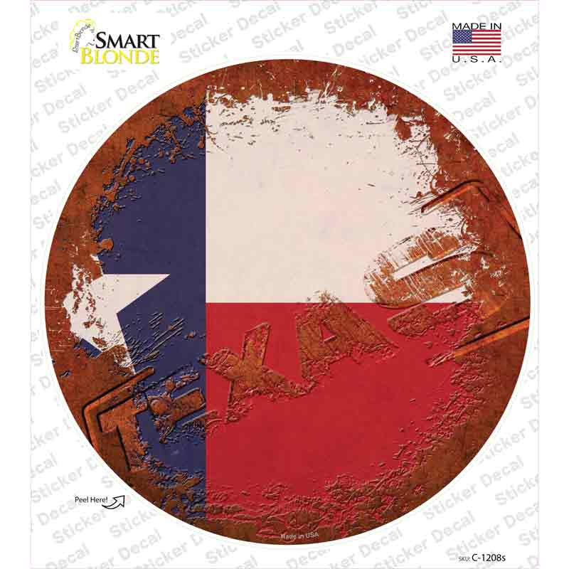 Texas Rusty Stamped Novelty Circle Sticker Decal
