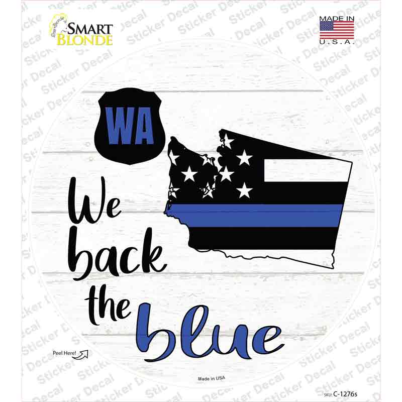 Washington Back The Blue Novelty Circle Sticker Decal