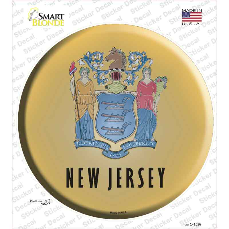 New Jersey State Flag Novelty Circle Sticker Decal