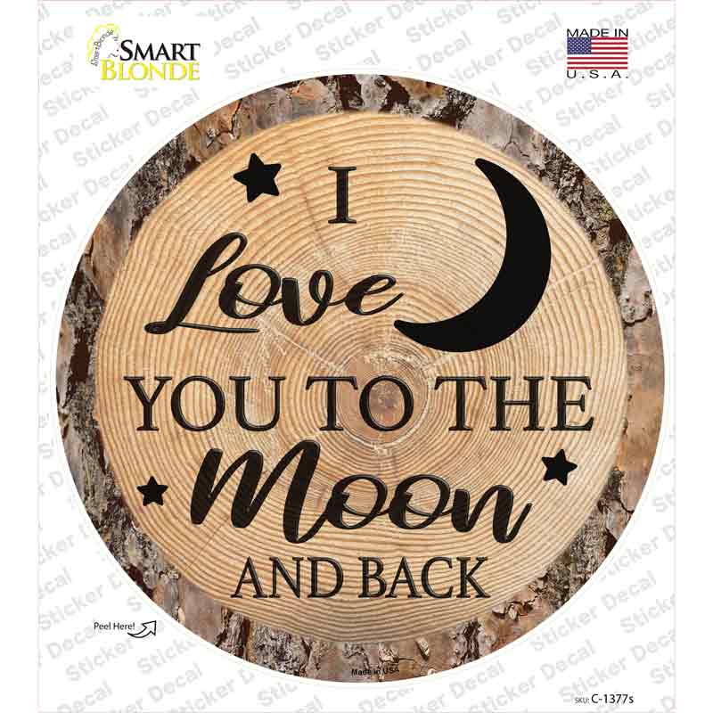 Moon And Back Novelty Circle Sticker Decal