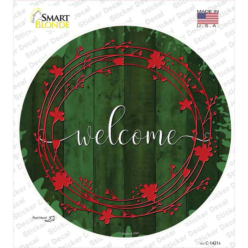 Welcome Green Novelty Circle Sticker Decal