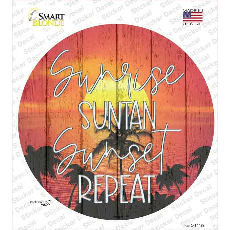 Sunrise Suntan Sunset Novelty Circle Sticker Decal