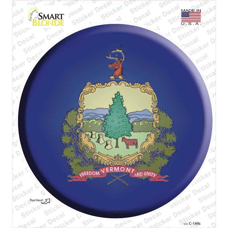 Vermont State Flag Novelty Circle Sticker Decal