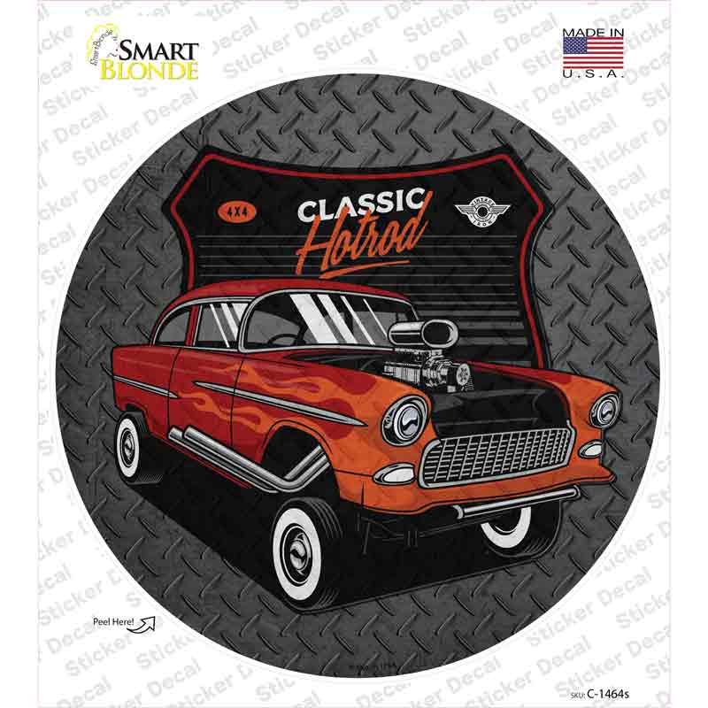 Lifted Orange Hotrod Novelty Circle Sticker Decal