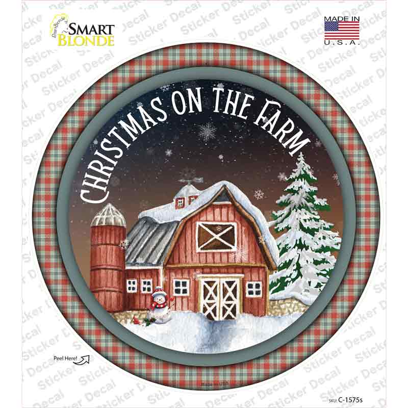 Christmas on the Farm Novelty Circle Sticker Decal