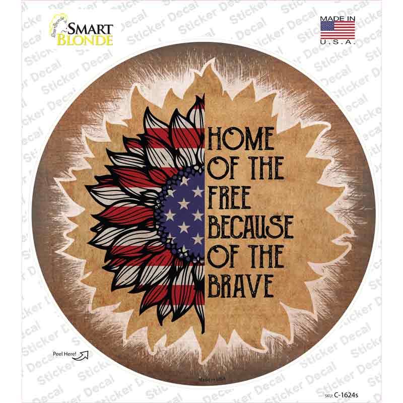 USA Flag Sunflower Home of the Free Novelty Circle Sticker Decal