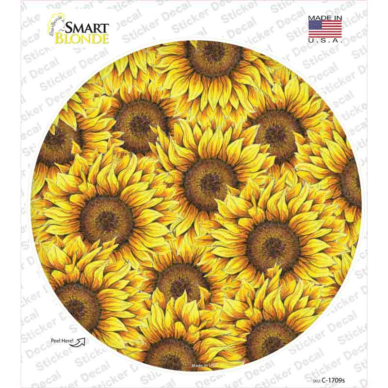 Sunflowers Filled Novelty Circle Sticker Decal