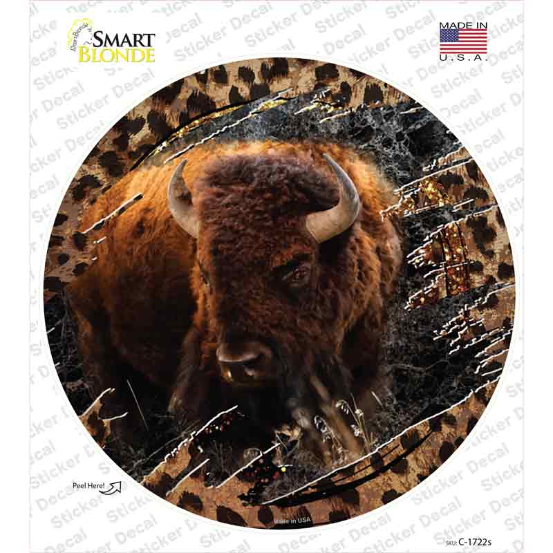 Bison Dark Animal Print Novelty Circle Sticker Decal