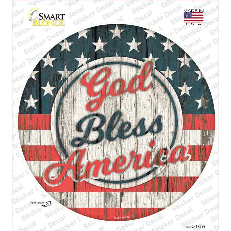 God Bless America Script Novelty Circle Sticker Decal
