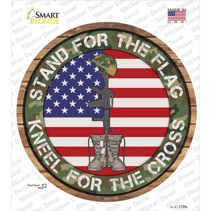 Camo Stand For Flag Novelty Circle Sticker Decal