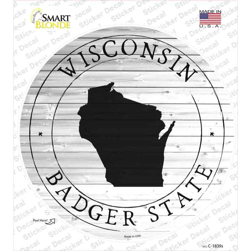 Wisconsin Badger State Novelty Circle Sticker Decal