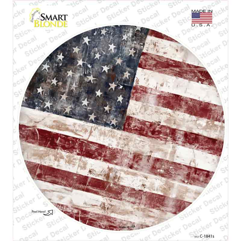 American Flag Smudged Rusty Novelty Circle Sticker Decal