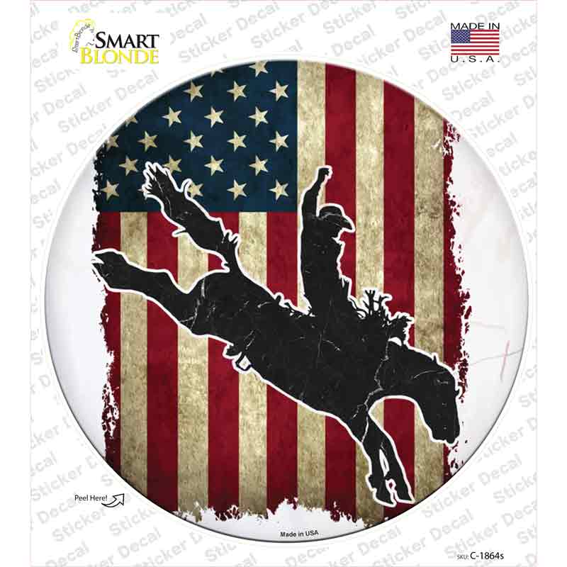 Bronco Rider Novelty Circle Sticker Decal