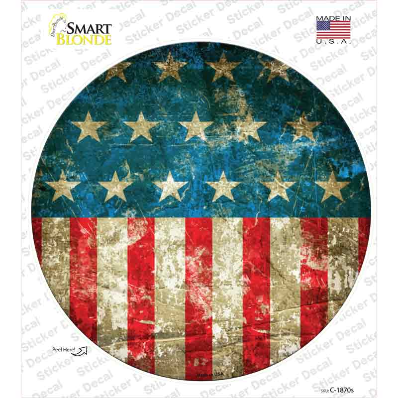 American Flag Distressed Novelty Circle Sticker Decal