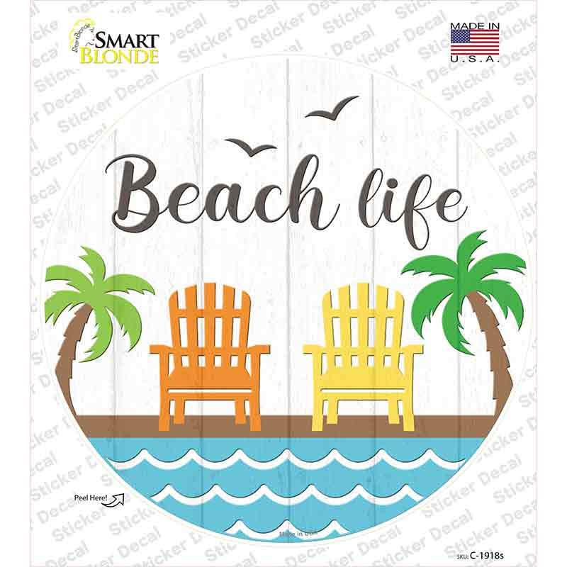 Beach Life Novelty Circle Sticker Decal
